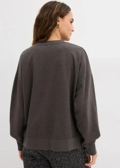 bonprix Sweat|Bekleidung·Blusen & Tuniken^Oversize-Sweatshirt aus Baumwoll-Mix grau washed bedruckt