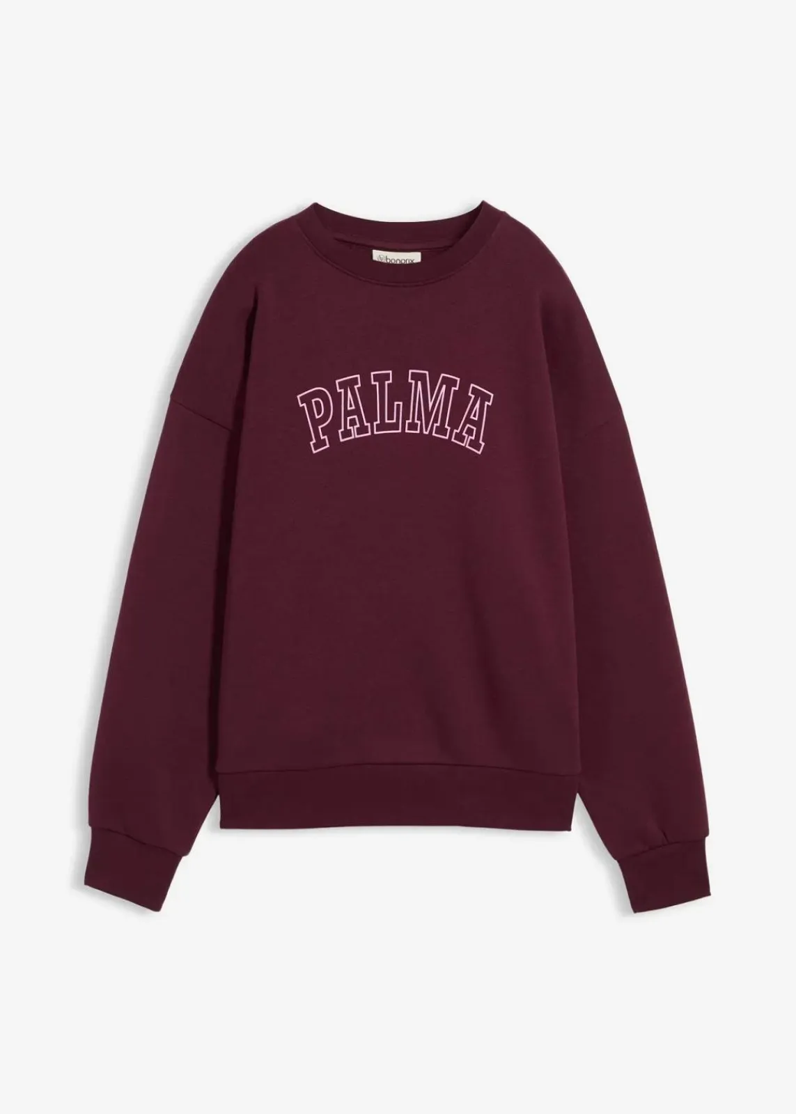 bonprix Sweat|Bekleidung·Blusen & Tuniken^Oversize-Sweatshirt aus Baumwoll-Mix weinrot/rosa bedruckt