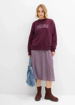 bonprix Sweat|Bekleidung·Blusen & Tuniken^Oversize-Sweatshirt aus Baumwoll-Mix weinrot/rosa bedruckt