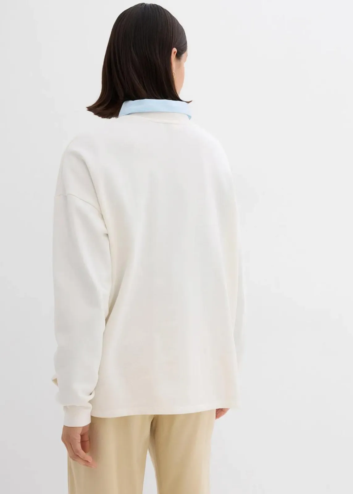 bonprix Bekleidung·Blusen & Tuniken|Sweat^Oversize-Sweatshirt aus Baumwoll-Mix wollweiß bedruckt