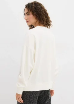 bonprix Bekleidung·Blusen & Tuniken|Sweat^Oversize-Sweatshirt aus Baumwoll-Mix wollweiß bedruckt