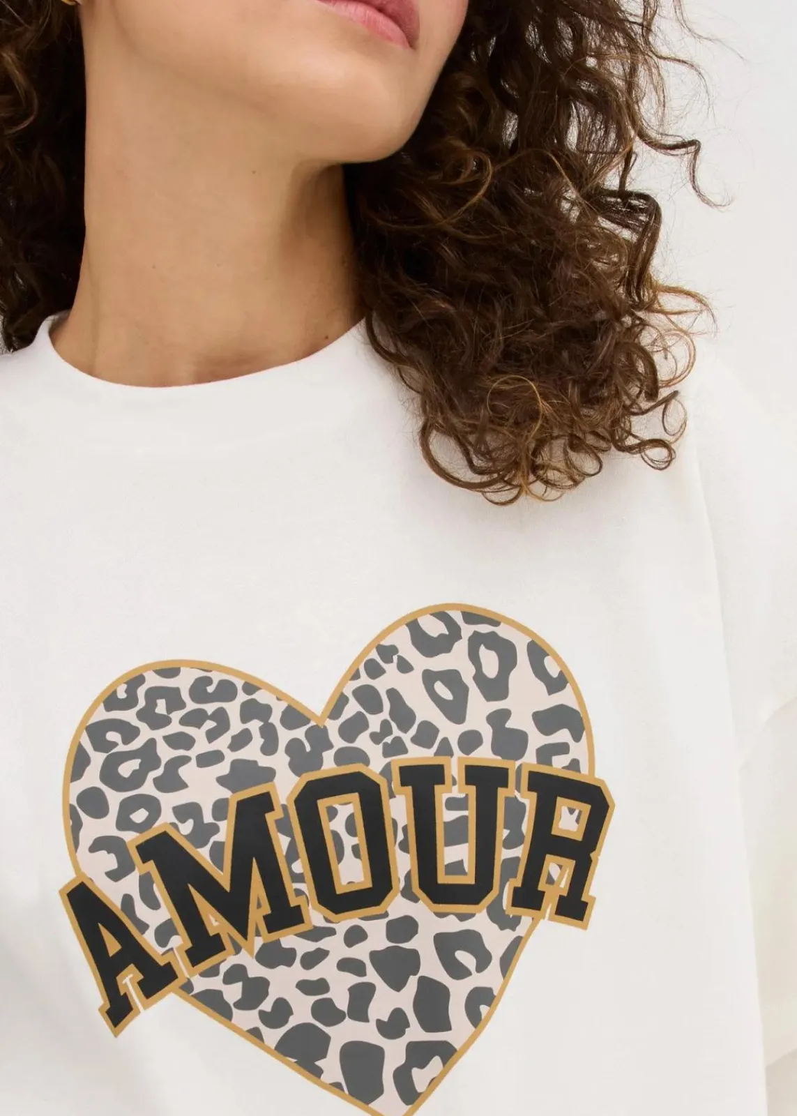 bonprix Bekleidung·Blusen & Tuniken|Sweat^Oversize-Sweatshirt aus Baumwoll-Mix wollweiß bedruckt