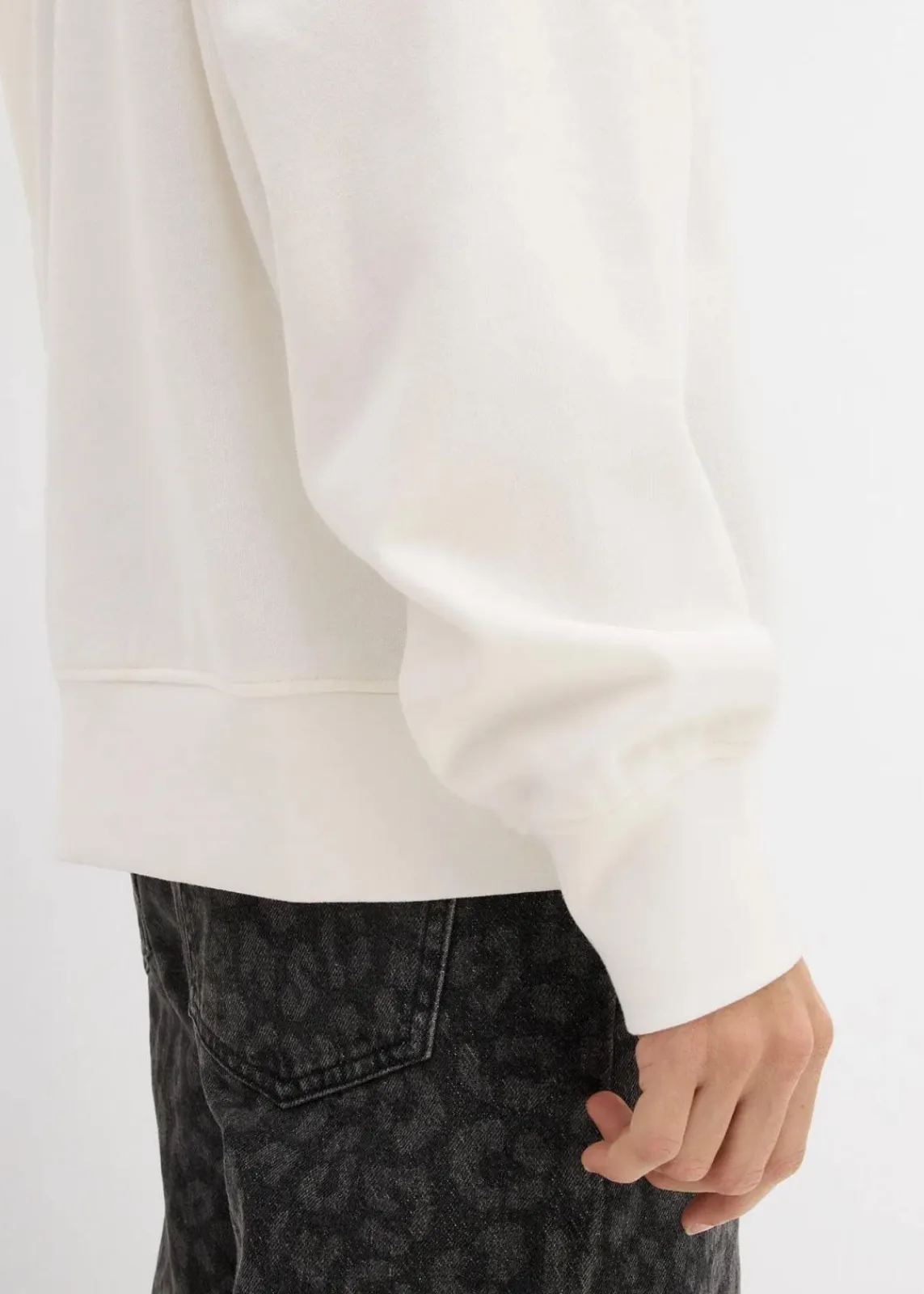 bonprix Bekleidung·Blusen & Tuniken|Sweat^Oversize-Sweatshirt aus Baumwoll-Mix wollweiß bedruckt