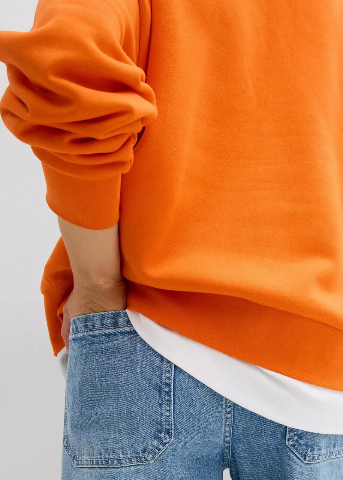 bonprix Bekleidung·Blusen & Tuniken|Sweat^Oversize-Sweatshirt aus Baumwoll-Mix dunkelorange/babyblau bedruckt
