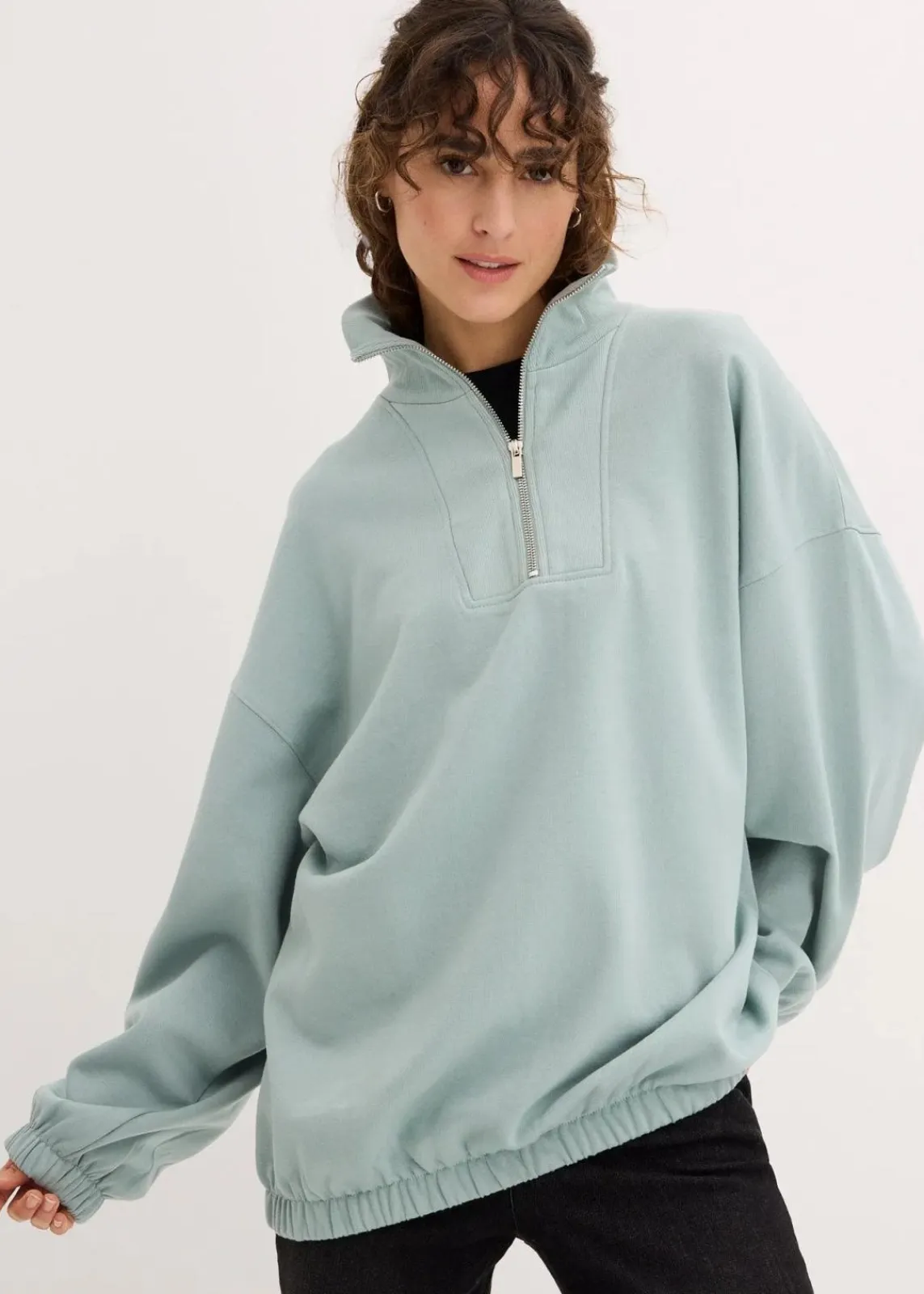 bonprix Sweat|Bekleidung·Blusen & Tuniken^Oversize-Sweatshirt aus Bio-Baumwolle seegrün