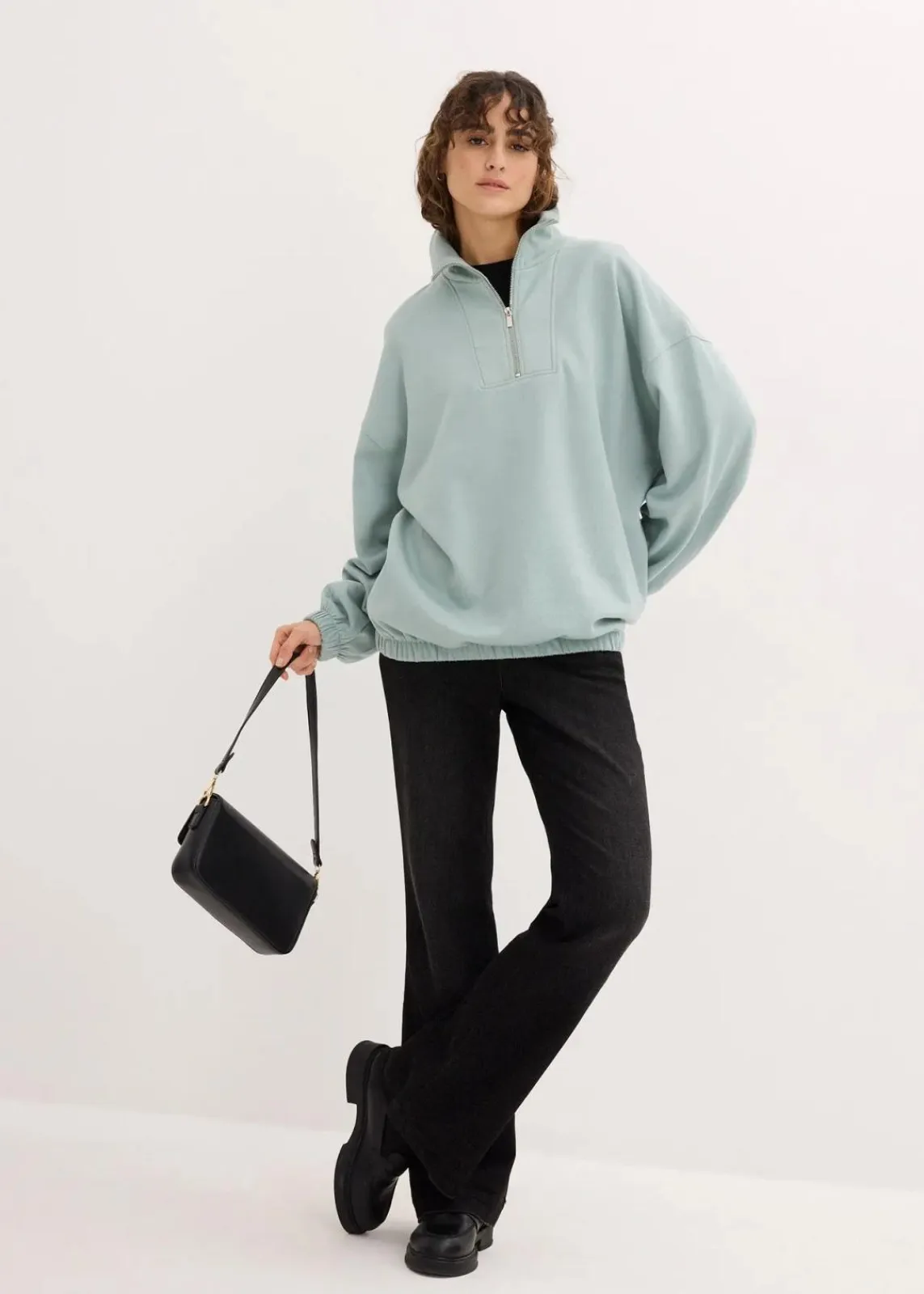 bonprix Sweat|Bekleidung·Blusen & Tuniken^Oversize-Sweatshirt aus Bio-Baumwolle seegrün