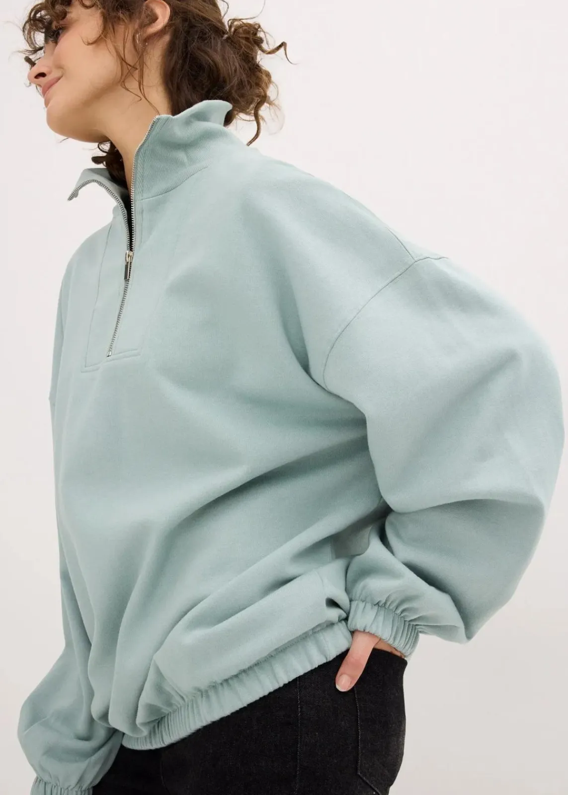 bonprix Sweat|Bekleidung·Blusen & Tuniken^Oversize-Sweatshirt aus Bio-Baumwolle seegrün