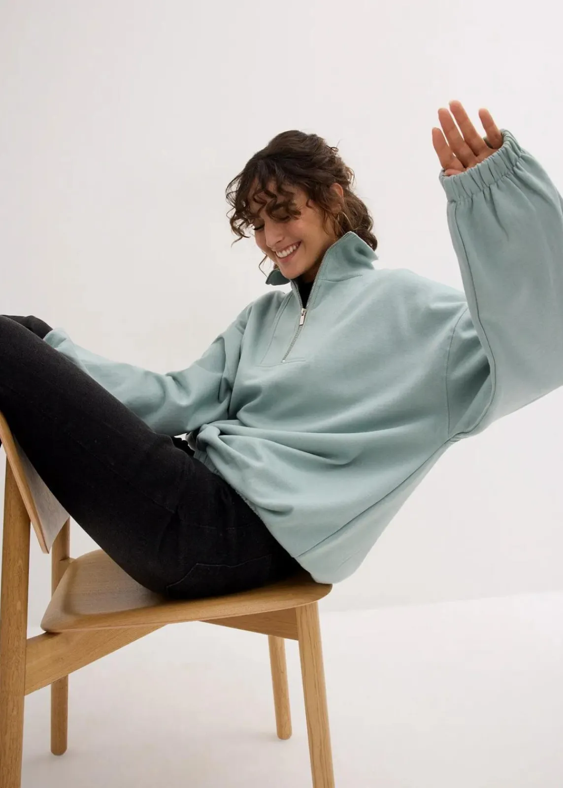 bonprix Sweat|Bekleidung·Blusen & Tuniken^Oversize-Sweatshirt aus Bio-Baumwolle seegrün
