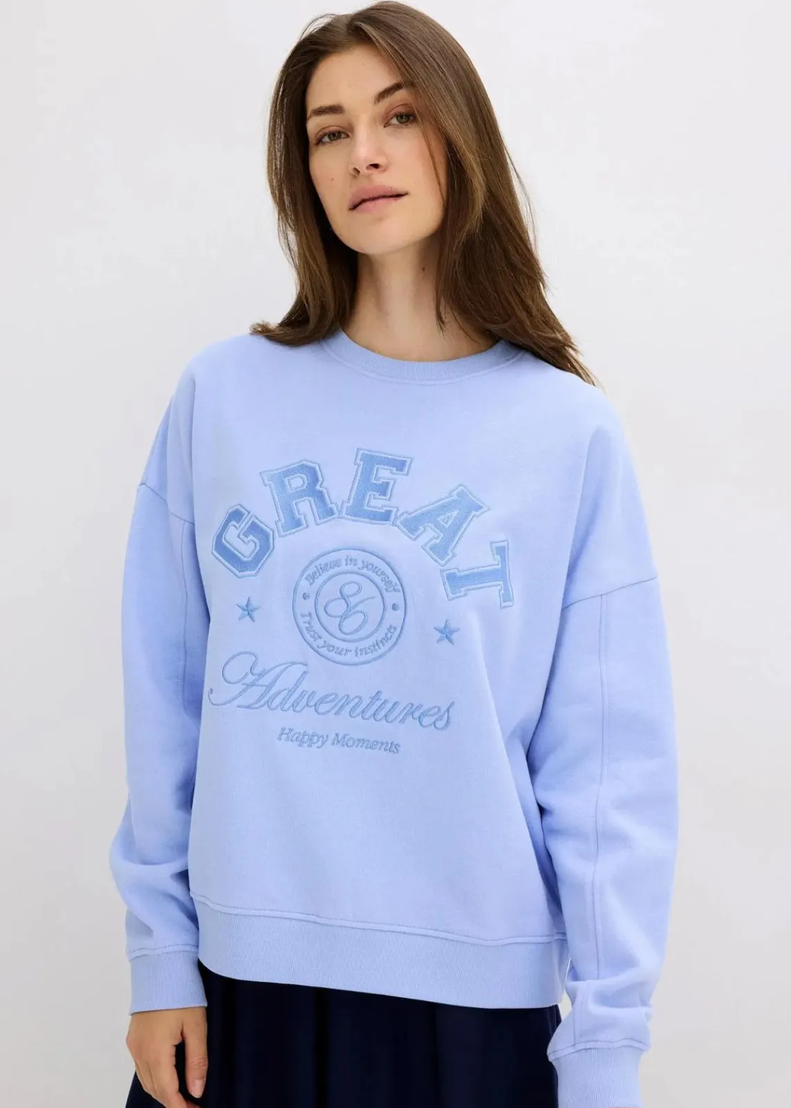 bonprix Sweat|Bekleidung·Blusen & Tuniken^Oversize-Sweatshirt aus reiner Baumwolle perlblau