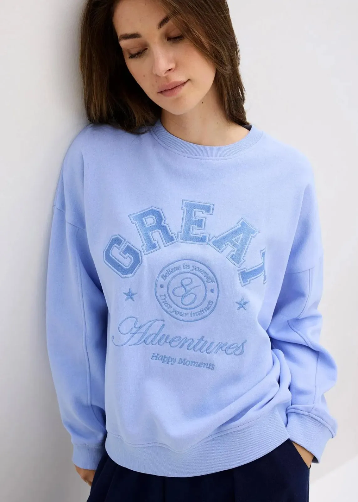 bonprix Sweat|Bekleidung·Blusen & Tuniken^Oversize-Sweatshirt aus reiner Baumwolle perlblau