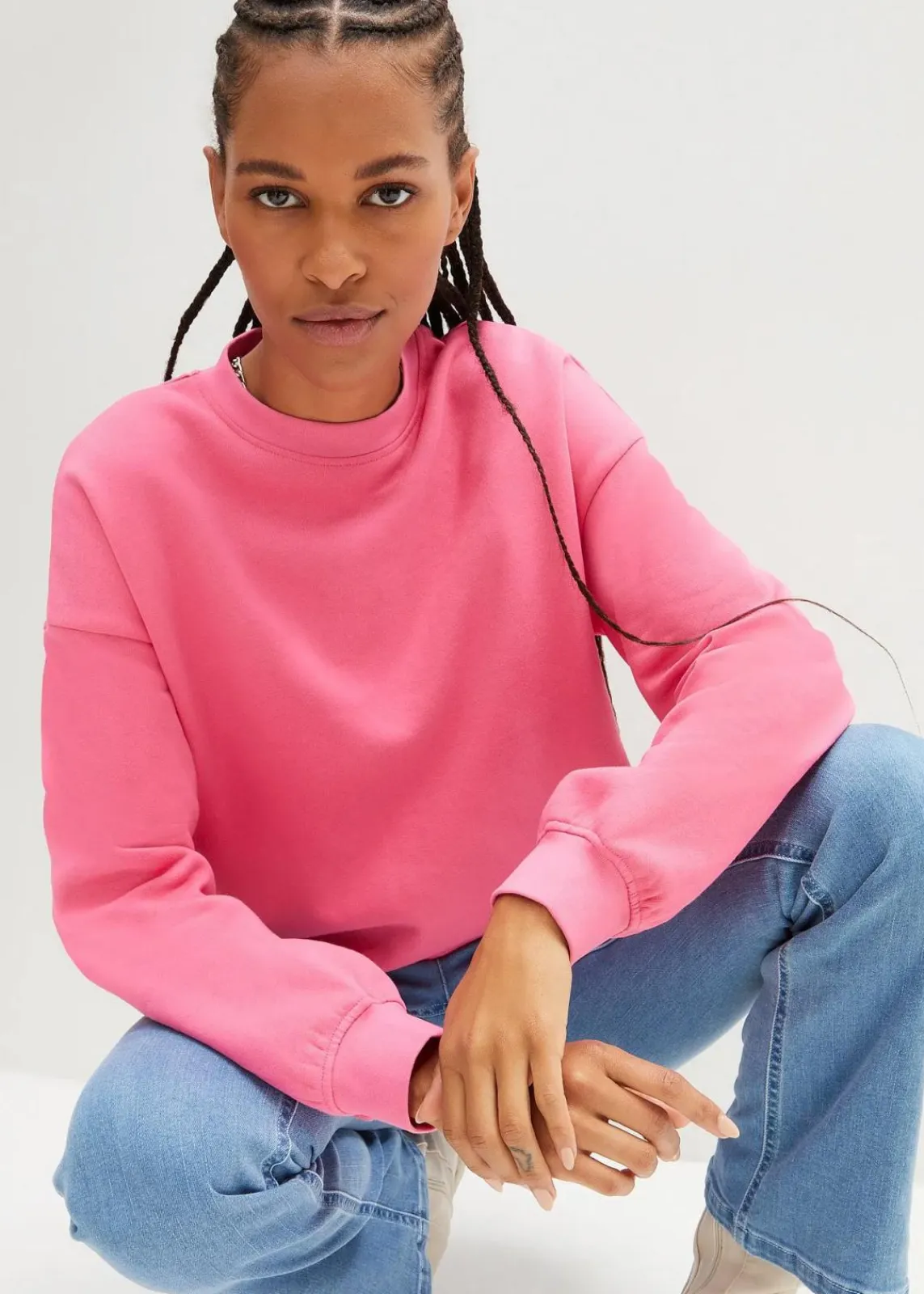 bonprix Sweat|Basics^Oversize-Sweatshirt aus reiner Baumwolle pink