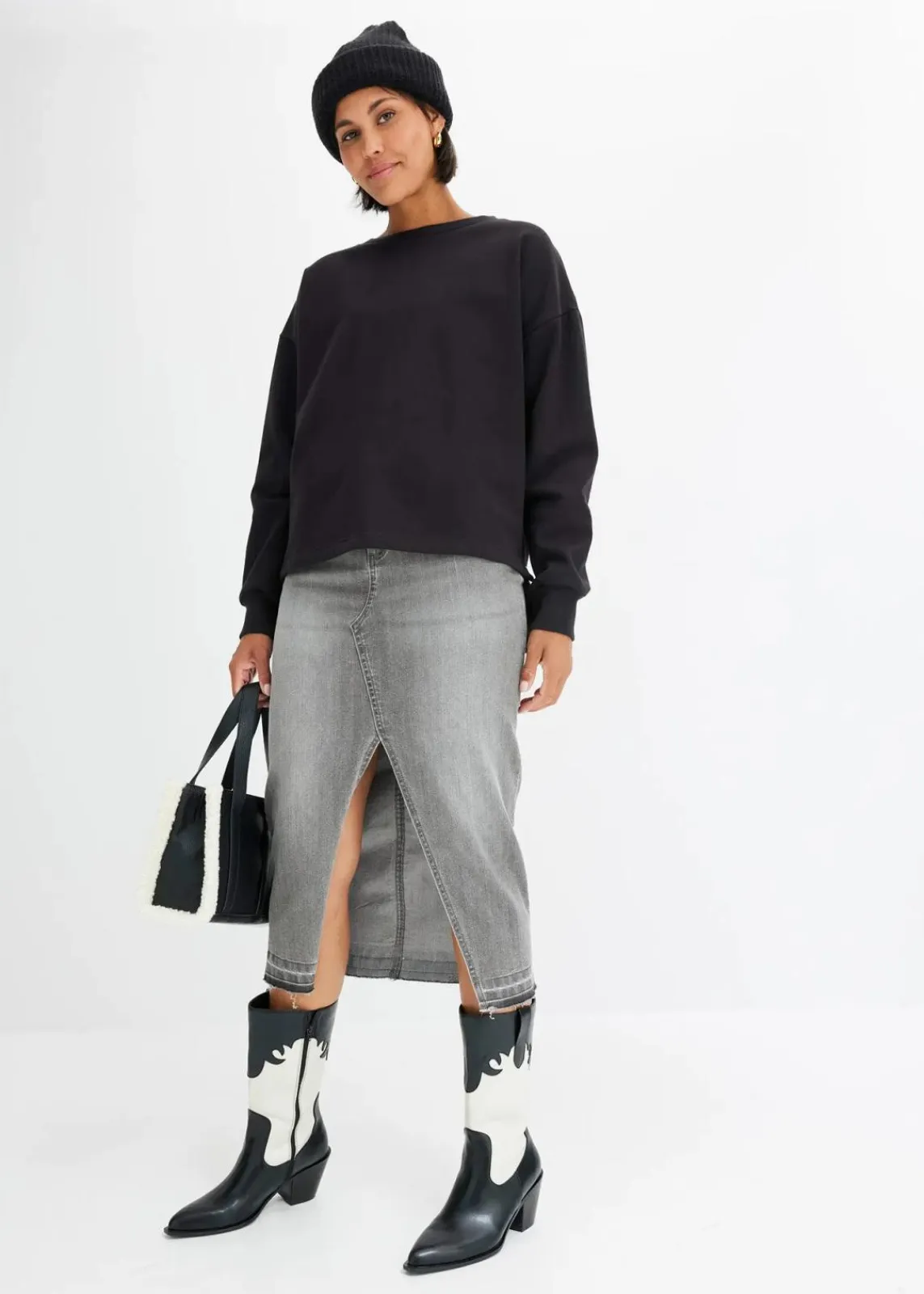 bonprix Bekleidung·Blusen & Tuniken|Sweat^Oversize-Sweatshirt aus reiner Bio-Baumwolle schwarz