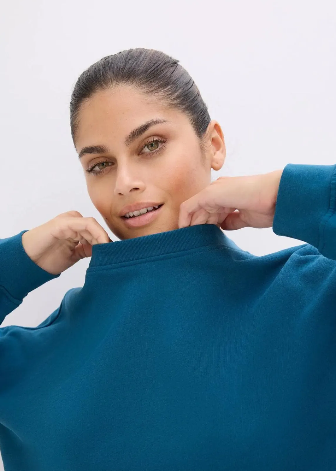 bonprix Bekleidung·Röcke|Bekleidung·Blusen & Tuniken^Oversize-Sweatshirt aus reiner Baumwolle blaupetrol
