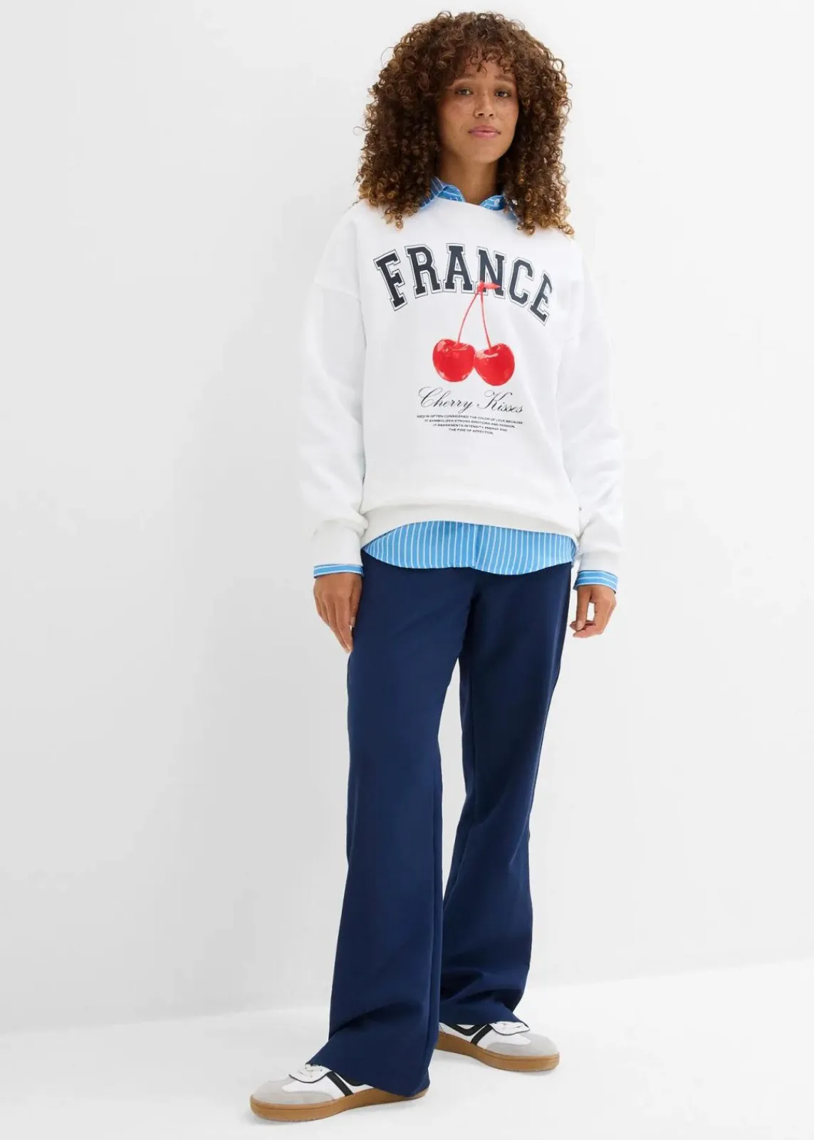 bonprix Bekleidung·Blusen & Tuniken|Sweat^Oversize-Sweatshirt aus reiner Bio-Baumwolle weiß bedruckt
