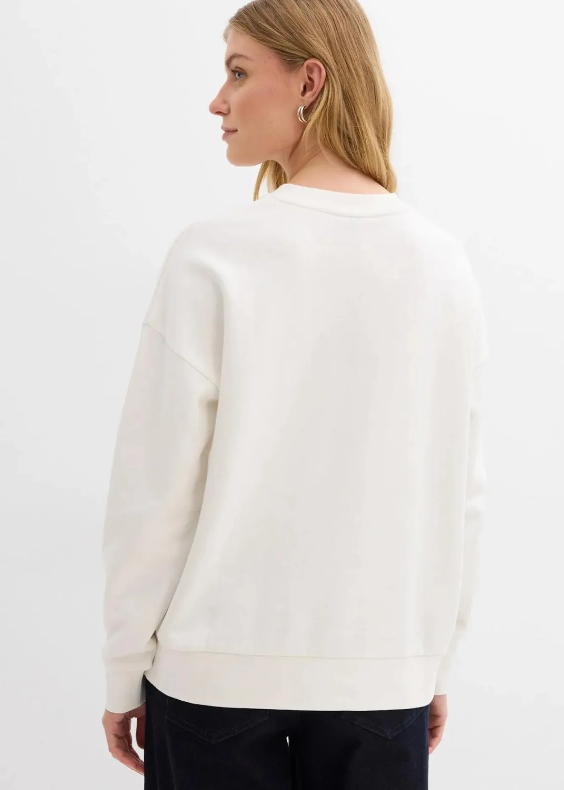 bonprix Bekleidung·Röcke|Bekleidung·Blusen & Tuniken^Oversize-Sweatshirt aus reiner Bio-Baumwolle wollweiß