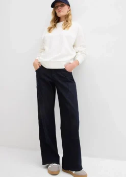 bonprix Bekleidung·Röcke|Bekleidung·Blusen & Tuniken^Oversize-Sweatshirt aus reiner Bio-Baumwolle wollweiß
