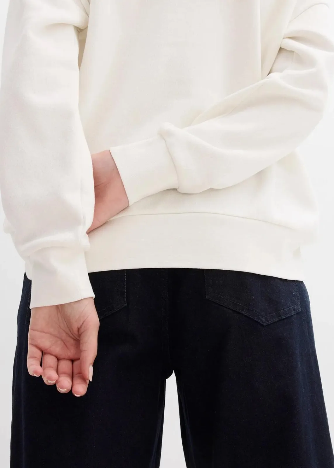 bonprix Bekleidung·Röcke|Bekleidung·Blusen & Tuniken^Oversize-Sweatshirt aus reiner Bio-Baumwolle wollweiß
