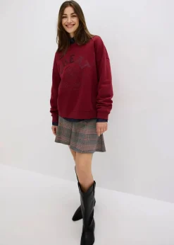 bonprix Bekleidung·Blusen & Tuniken|Sweat^Oversize-Sweatshirt aus reiner Baumwolle pflaumenrot