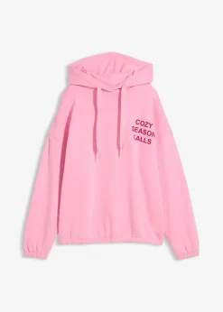 bonprix Bekleidung·Blusen & Tuniken|Nachhaltigere Materialien^Oversize-Sweatshirt aus reiner Baumwolle rosa/salsarot bedruckt