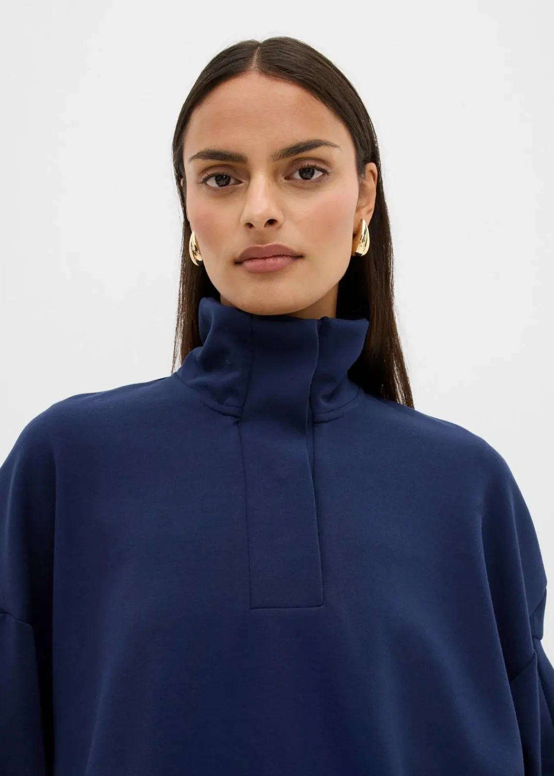 bonprix Sweat|Bekleidung·Blusen & Tuniken^Oversize-Sweatshirt aus Scuba dunkelblau
