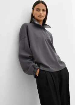 bonprix Bekleidung·Blusen & Tuniken|Sweat^Oversize-Sweatshirt aus Scuba schiefergrau