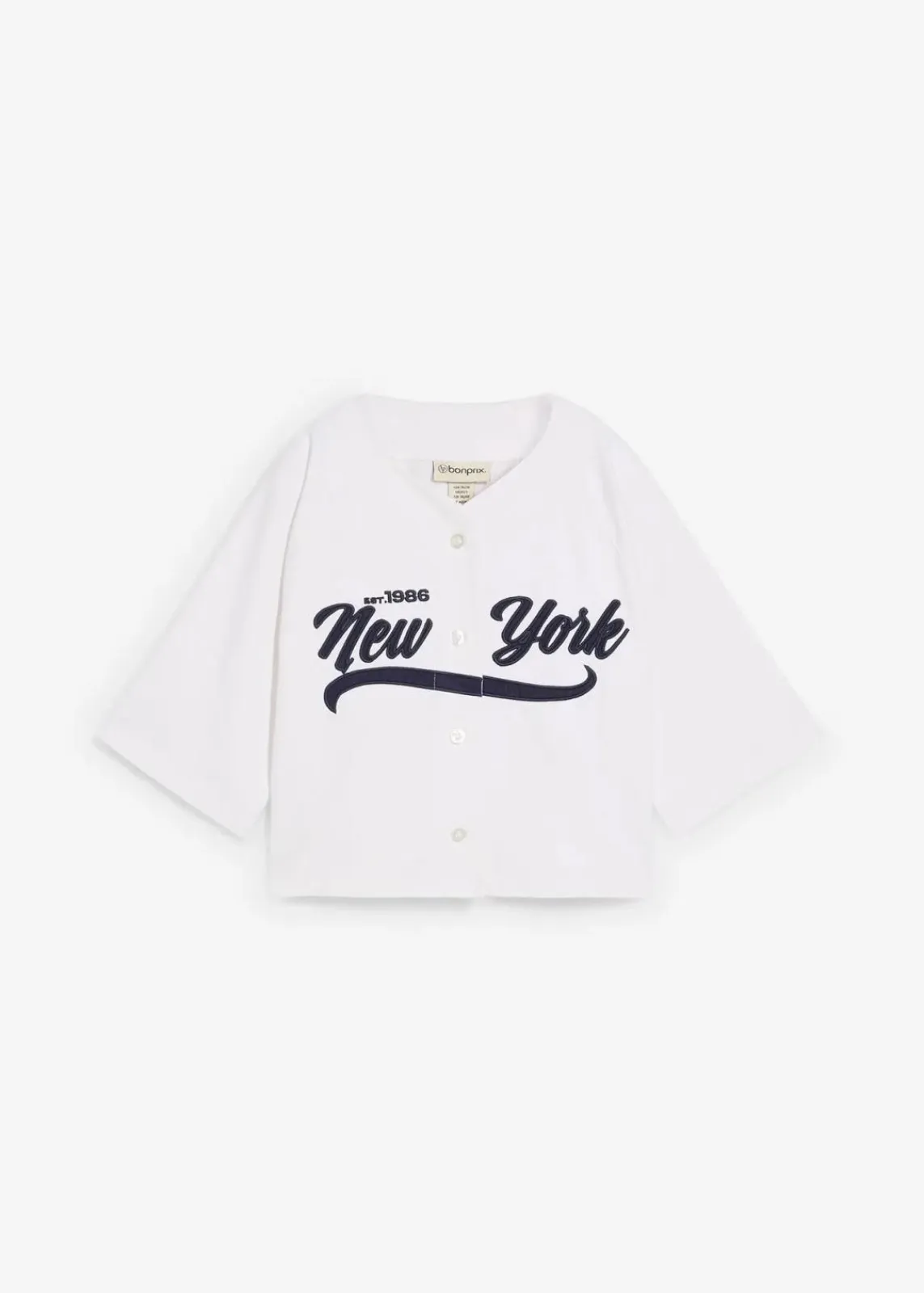 bonprix Bekleidung·Blusen & Tuniken|Sweat^Oversize-Sweatshirt aus weichem Baumwoll-Mix weiß/dunkelblau