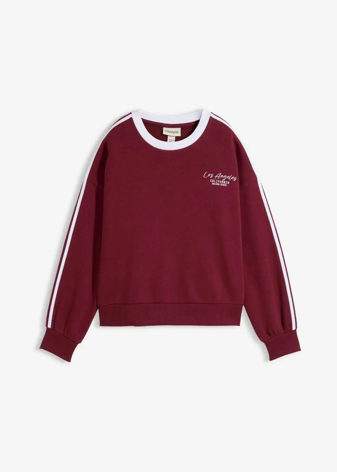 bonprix Bekleidung·Blusen & Tuniken|Nachhaltigere Materialien^Oversize-Sweatshirt aus weichem Baumwoll-Mix ahornrot/weiß