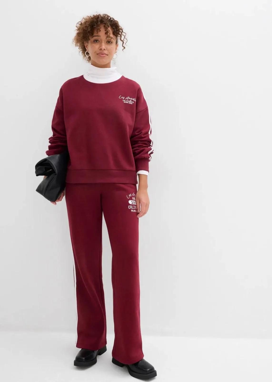 bonprix Bekleidung·Blusen & Tuniken|Nachhaltigere Materialien^Oversize-Sweatshirt aus weichem Baumwoll-Mix ahornrot/weiß