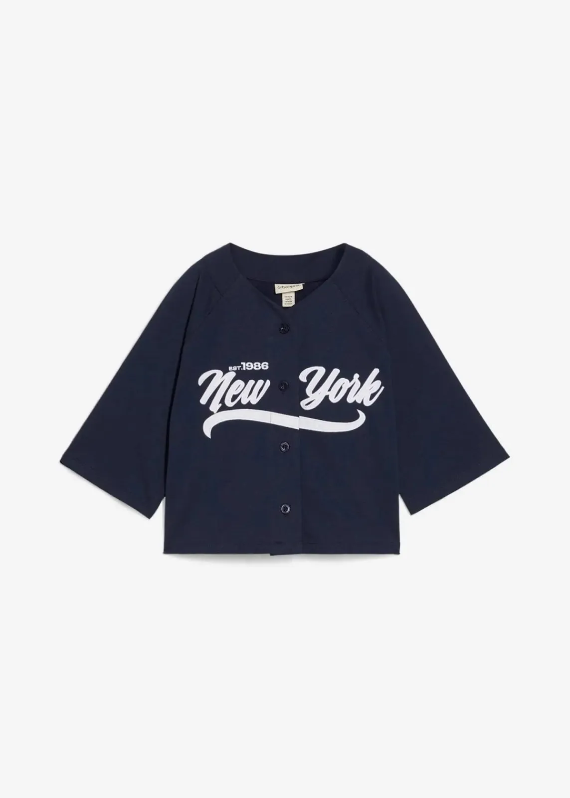 bonprix Nachhaltigere Materialien|Sweat^Oversize-Sweatshirt aus weichem Baumwoll-Mix dunkelblau/weiß