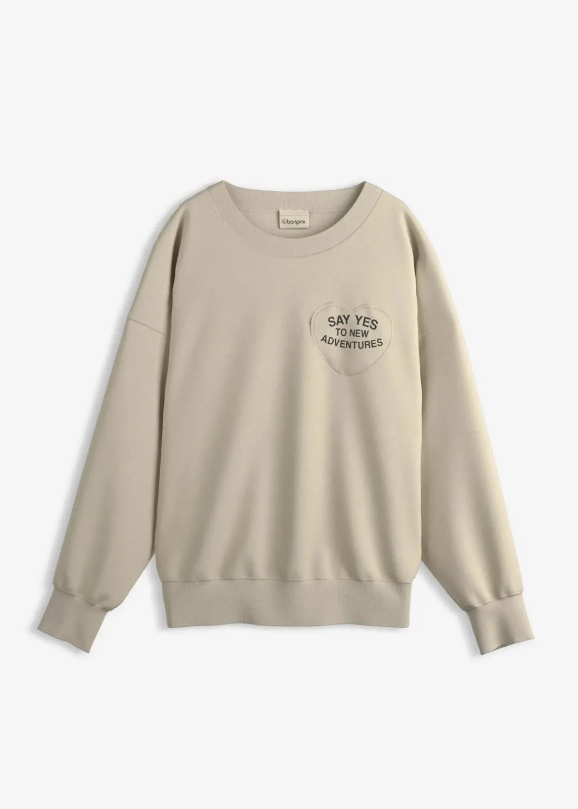 bonprix Bekleidung·Blusen & Tuniken|Sweat^Oversize-Sweatshirt aus weichem Baumwoll-Mix hellsand
