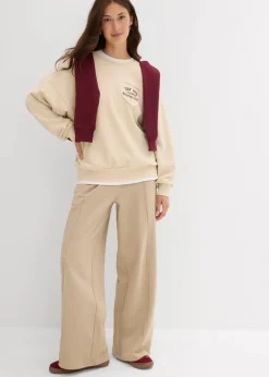 bonprix Bekleidung·Blusen & Tuniken|Sweat^Oversize-Sweatshirt aus weichem Baumwoll-Mix hellsand