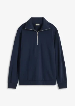 bonprix Nachhaltigere Materialien^Oversize-Sweatshirt mit Reißverschluss dunkelblau