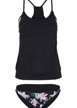 bonprix Nachhaltigere Materialien|Tankinis^Oversize-Tankini (2-tlg. Set) im Lagenlook schwarz floral