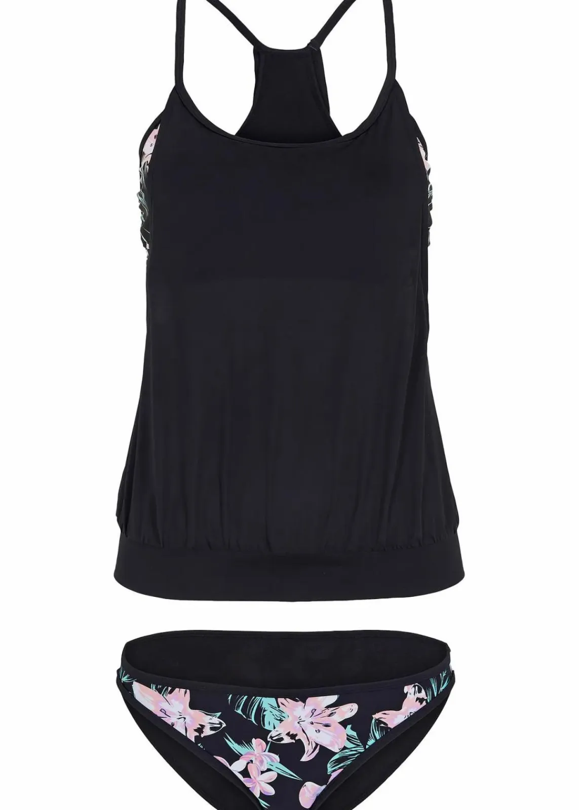bonprix Nachhaltigere Materialien|Tankinis^Oversize-Tankini (2-tlg. Set) im Lagenlook schwarz floral