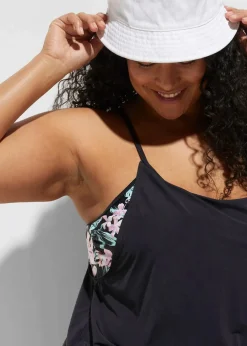 bonprix Nachhaltigere Materialien|Tankinis^Oversize-Tankini (2-tlg. Set) im Lagenlook schwarz floral