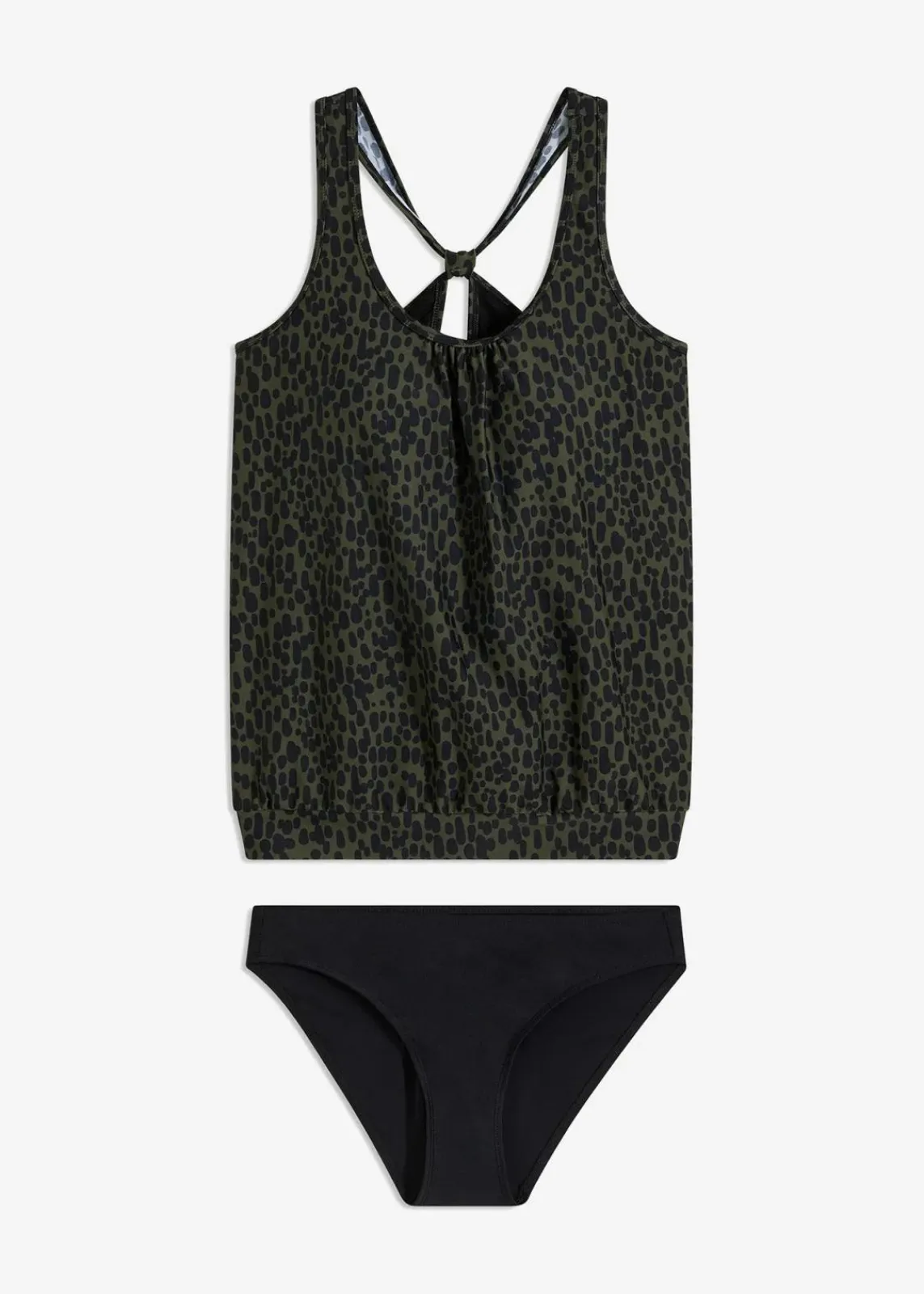 bonprix Nachhaltigere Materialien|Tankinis^Oversize-Tankini (2-tlg.Set) dunkeloliv/schwarz gepunktet