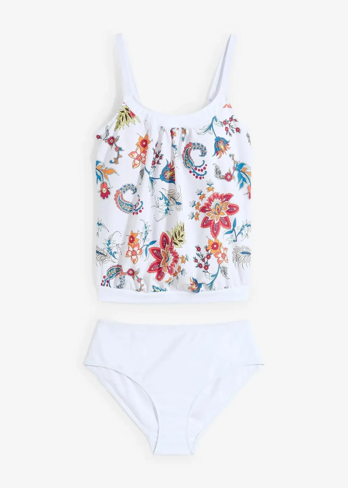 bonprix Nachhaltigere Materialien|Tankinis^Oversize-Tankini (2-tlg.Set) mit verstellbaren Trägern weiß floral