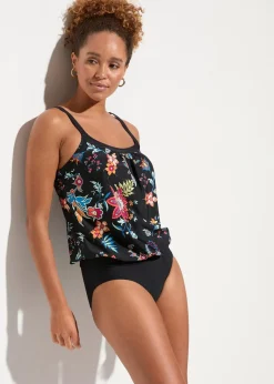 bonprix Nachhaltigere Materialien|Bademode·Tankinis^Oversize-Tankini (2-tlg.Set) mit verstellbaren Trägern schwarz floral
