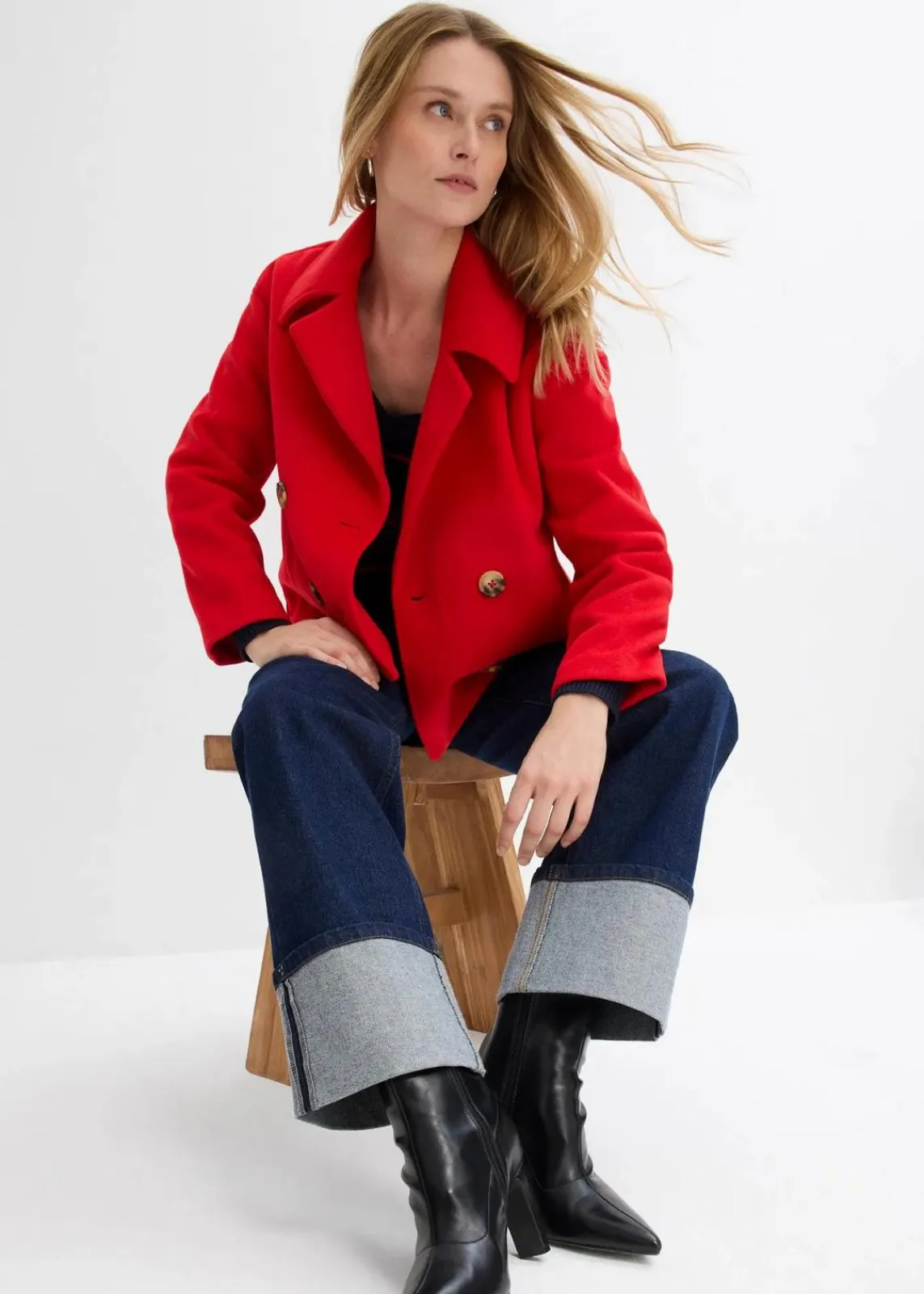 bonprix Nachhaltigere Materialien|Jacken & Mäntel^Oversize-Trenchjacke in Wolloptik rot