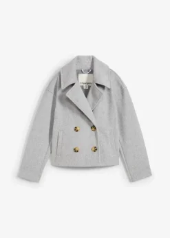 bonprix Bekleidung·Hosen|Jacken & Mäntel^Oversize-Trenchjacke in Wolloptik hellgrau meliert