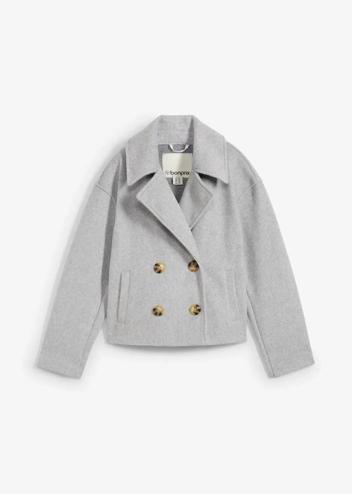 bonprix Bekleidung·Hosen|Jacken & Mäntel^Oversize-Trenchjacke in Wolloptik hellgrau meliert