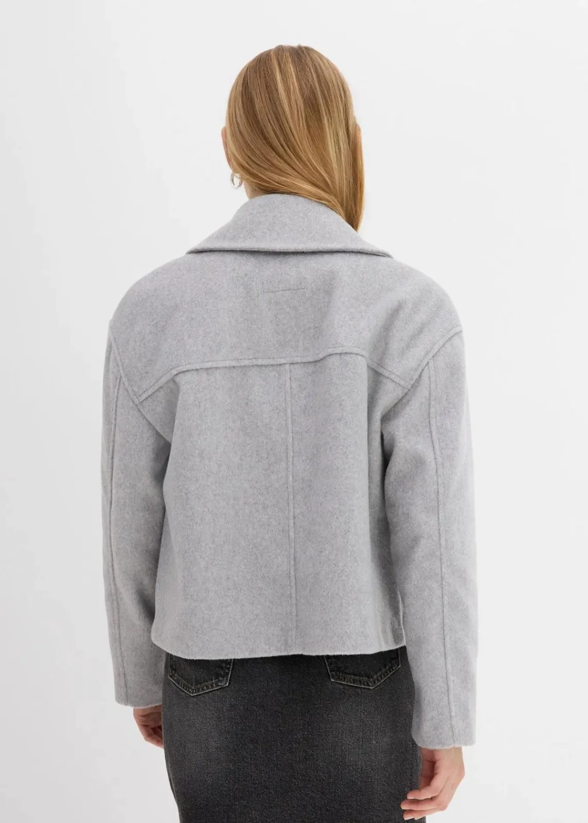 bonprix Bekleidung·Hosen|Jacken & Mäntel^Oversize-Trenchjacke in Wolloptik hellgrau meliert