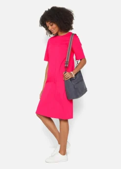 bonprix Kleider|Basics^Oversize-T-Shirtkleid aus reiner Baumwolle (2er Pack) hibiskuspink + grau meliert