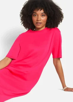 bonprix Kleider|Basics^Oversize-T-Shirtkleid aus reiner Baumwolle (2er Pack) hibiskuspink + grau meliert