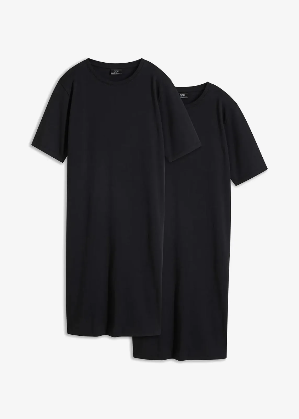 bonprix Bekleidung·Röcke|Bekleidung·Pullover & Strickjacken^Oversize-T-Shirtkleid aus reiner Baumwolle (2er Pack) schwarz + schwarz