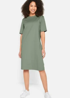 bonprix Kleider|Basics^Oversize-T-Shirtkleid aus reiner Baumwolle (2er Pack) dunkelblau + seegras