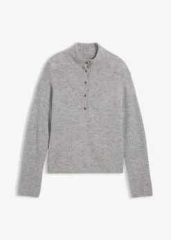 bonprix Bekleidung·Umstandsmode|Strickmode^Oversize-Wollpullover mit Alpaka hellgrau meliert