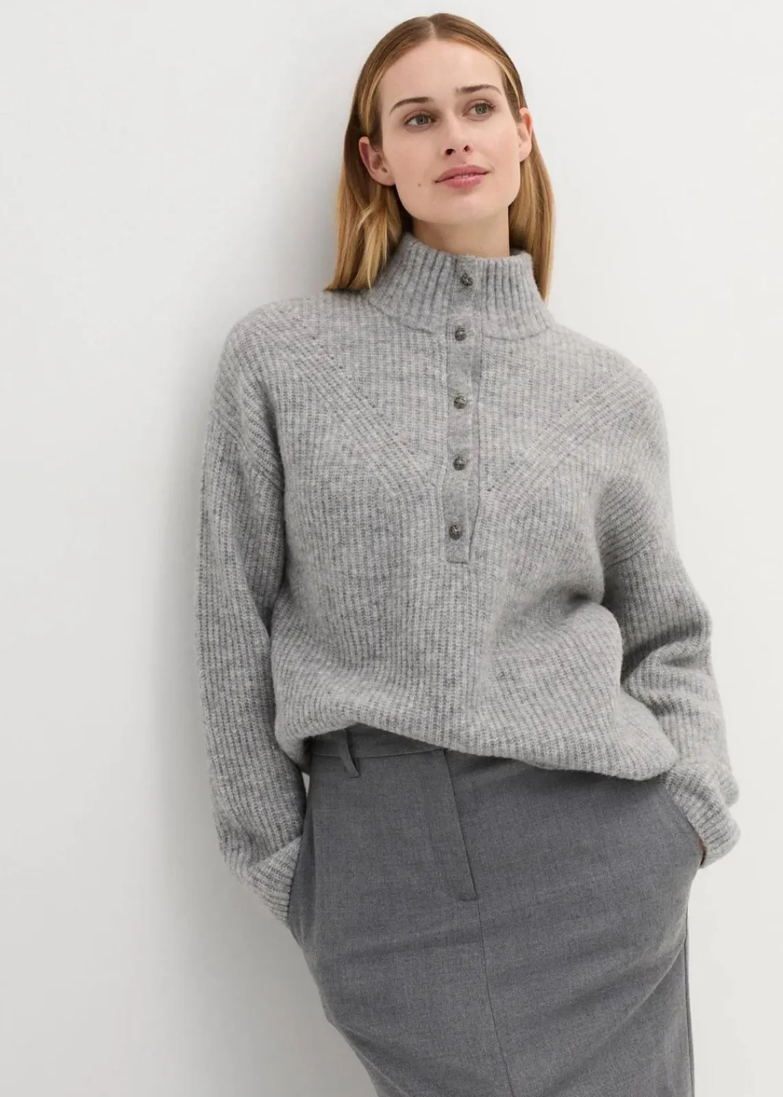 bonprix Bekleidung·Umstandsmode|Strickmode^Oversize-Wollpullover mit Alpaka hellgrau meliert