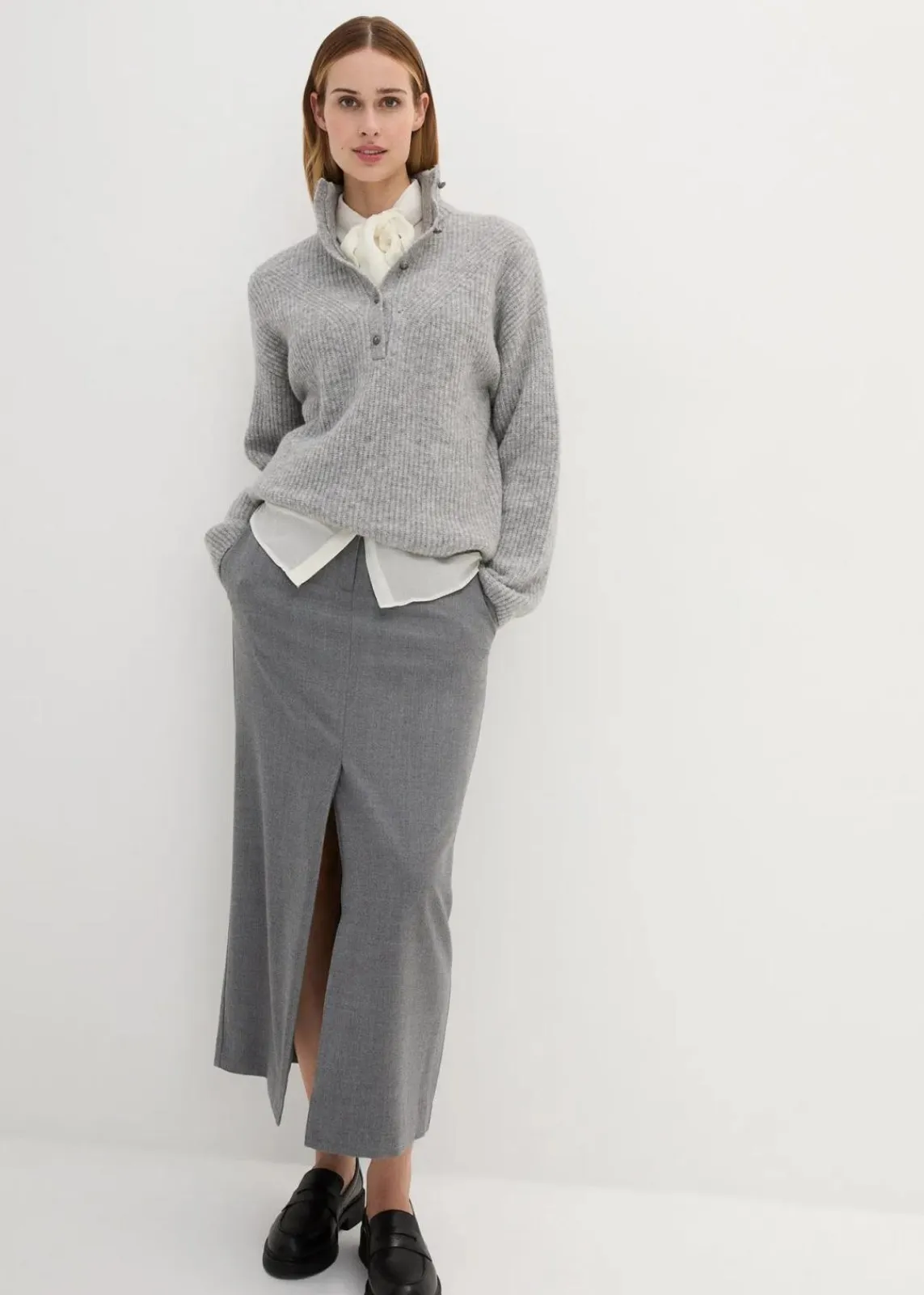 bonprix Bekleidung·Umstandsmode|Strickmode^Oversize-Wollpullover mit Alpaka hellgrau meliert