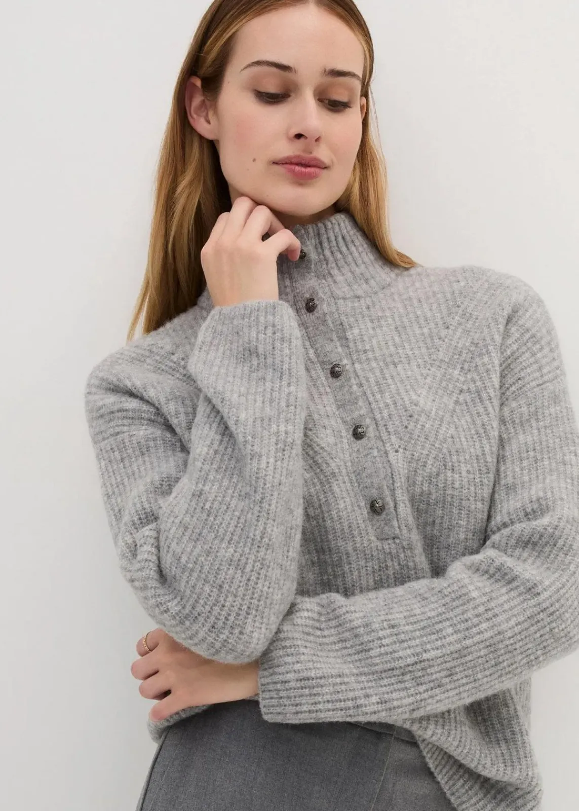bonprix Bekleidung·Umstandsmode|Strickmode^Oversize-Wollpullover mit Alpaka hellgrau meliert